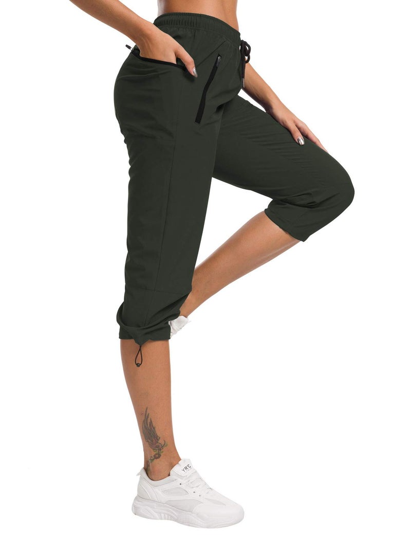 ChinFun Women's Outdoor Quick Dry Pants Breathable Water-Resistant UPF50+ Camping Hikking Capri Pants Army Green XL - Image 4